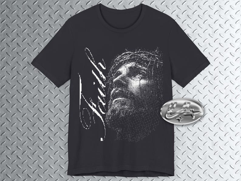 Jesus Bitmap Art kids T-Shirt, Christian Graphic Art Shirt, Bitmap Art tee, y2k art shirt, 2000s Aesthetic Tee 100