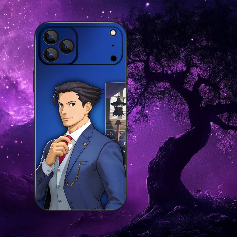 Game Ace A- Attorney Phone Case For iPhone 17,16,15,14,13,12,Pro,Max,Plus,E,SE4,Air,Mini Black Soft Box
