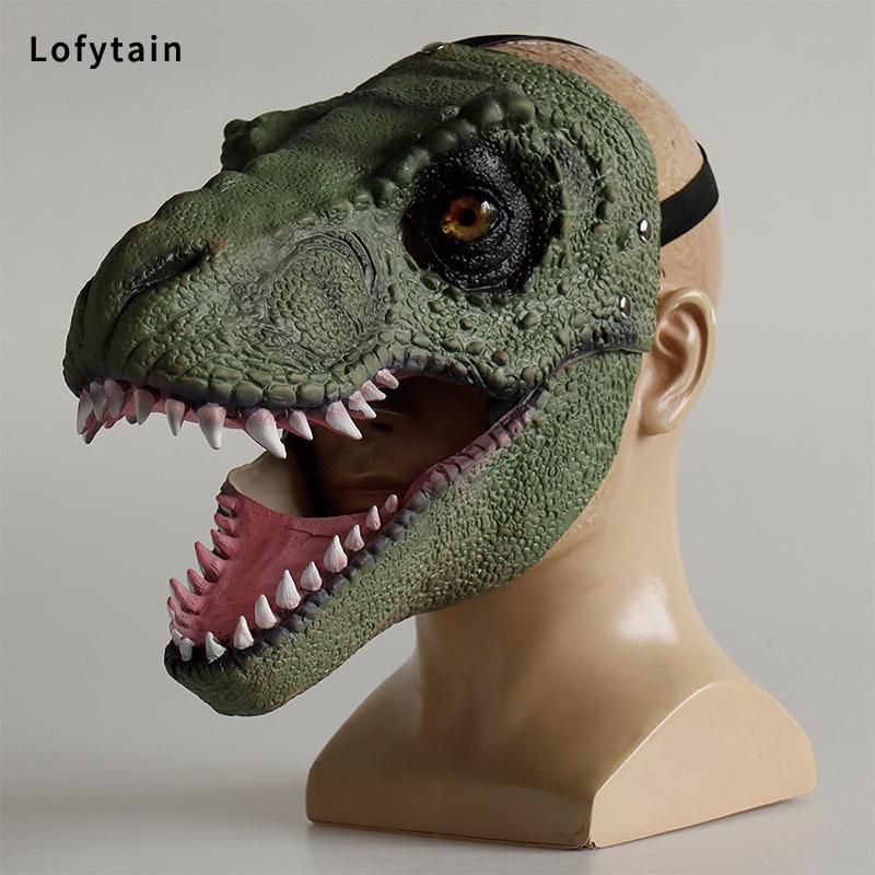 Child Horror Dinosaur Headgear Maks Cosplay Kids Scary Dragon Moveable Open Mouth Latex Mask Halloween Party Costume Props