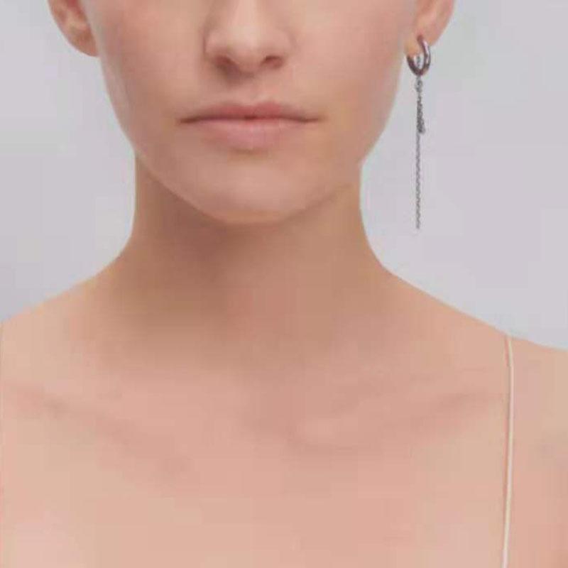 Fenny Waterproof Versatile Popular Chain Tassel Dangle C-shaped Hoop Earring No Fade Stainless Steel Ladies Jewelry
