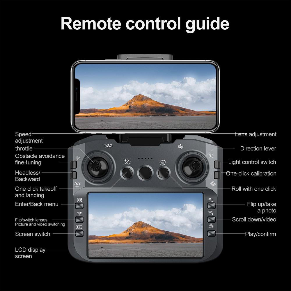 Nouveau Drone V988 8K HD Double Caméra 4K Télécommande Professionnelle avec Écran WIFI 5G Moteur Brushless Quadricoptère Pliable GPS