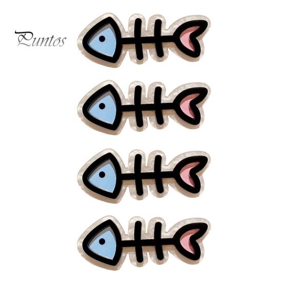Acrylic Hairpin 4Pcs Girl Macaron Color Ocean Fish Shape Colorful Bone Hair Clip Clips Smooth Rounded Edges Daily Styling Accessory Playful Design