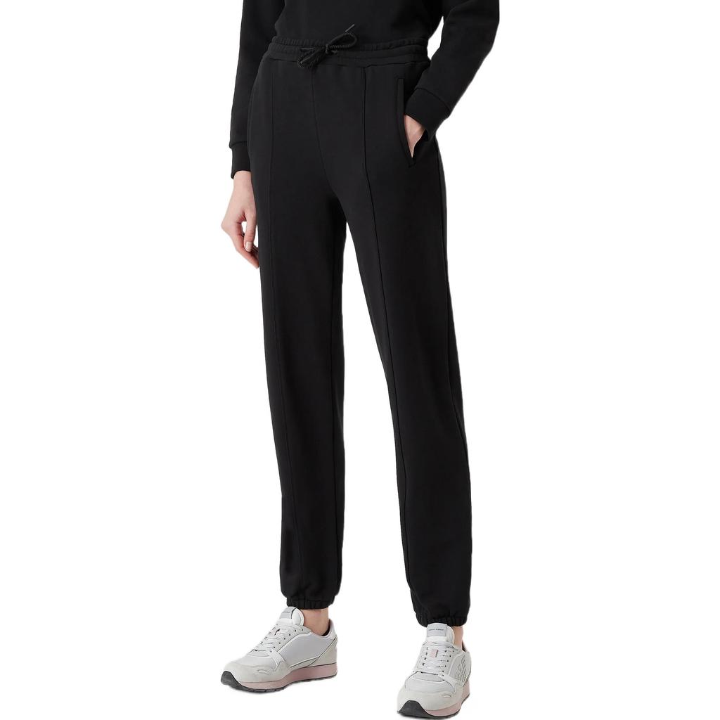 Emporio Armani Solid Color Elastic Waistband Cuffed Sports Pants Women Bottoms Black 6L2P7B2-J49Z1-0999