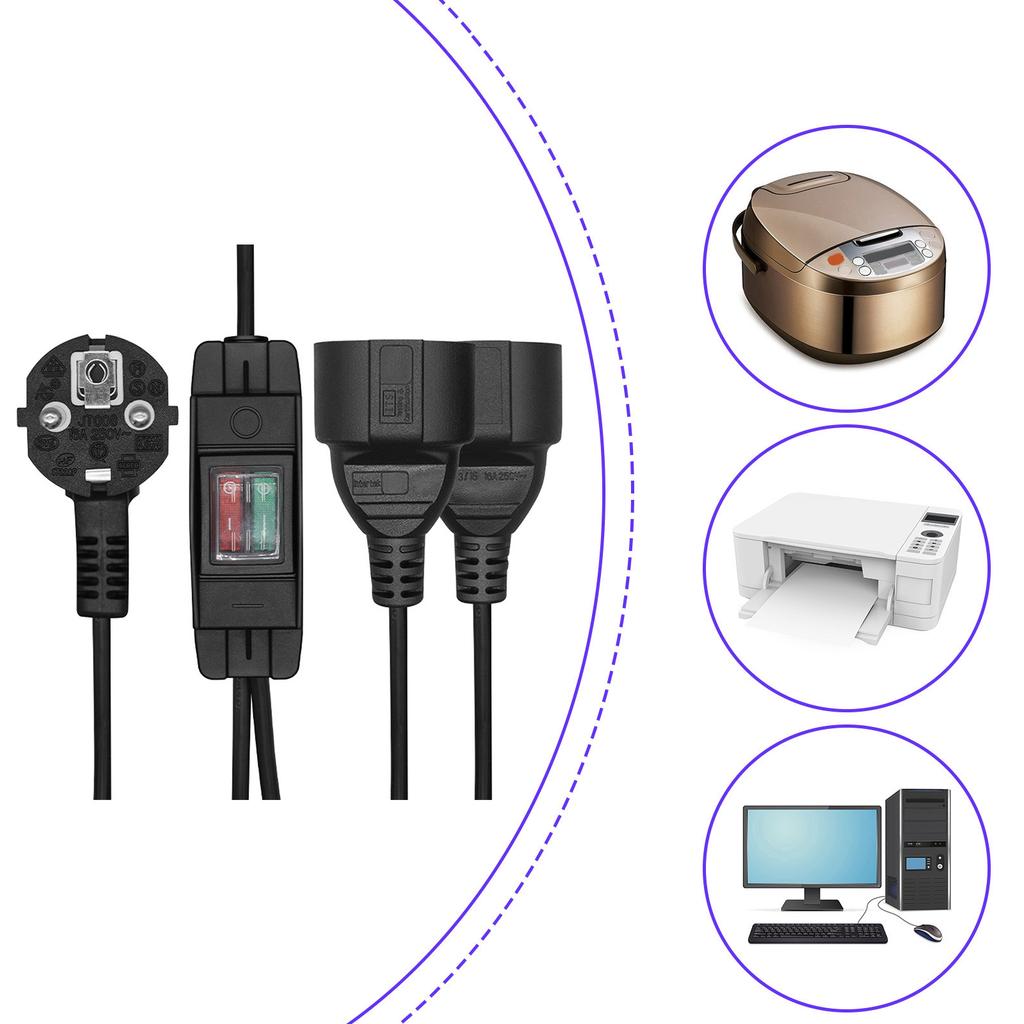 Heavy Duty Power Extension Cord Male to Double Female 4.8mm to 4.8mm Power Extension Cord Cable with Switching for Electronic
