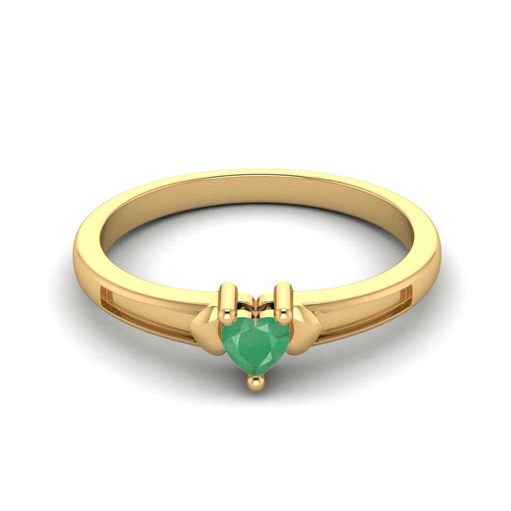 925 Sterling Silver Gold Vermeil 3 MM Heart Emerald Three Hearts Love Women Anniversary Ring