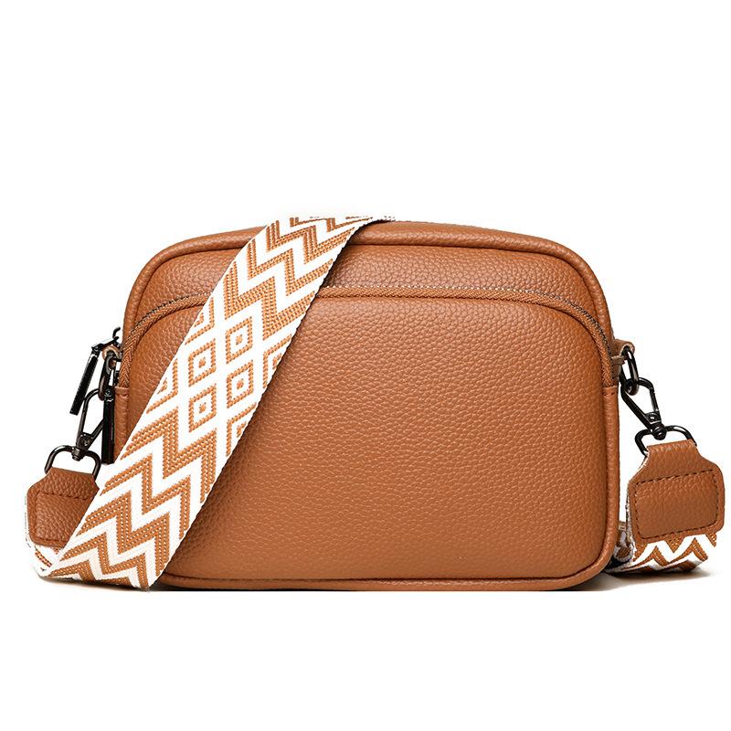 DENK Leather Women's Bag New Trendy Fashion Niche Shoulder Messenger Bag First Layer Cowhide Small Square Bag