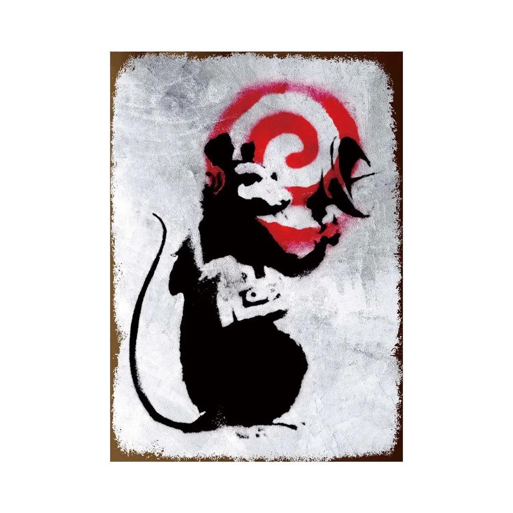 Banksy Graffiti Art Metal Tin Sign Poster Street Wall Painting Love Little Boy Poster Living Room Corridor Bar Home Decoration