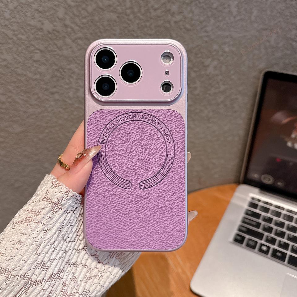 Official Leather Magnetic Phone Case For iPhone 17 Air 13 14 15 16 17 Pro Max Magsafe  Shockproof Hard Protector Cover
