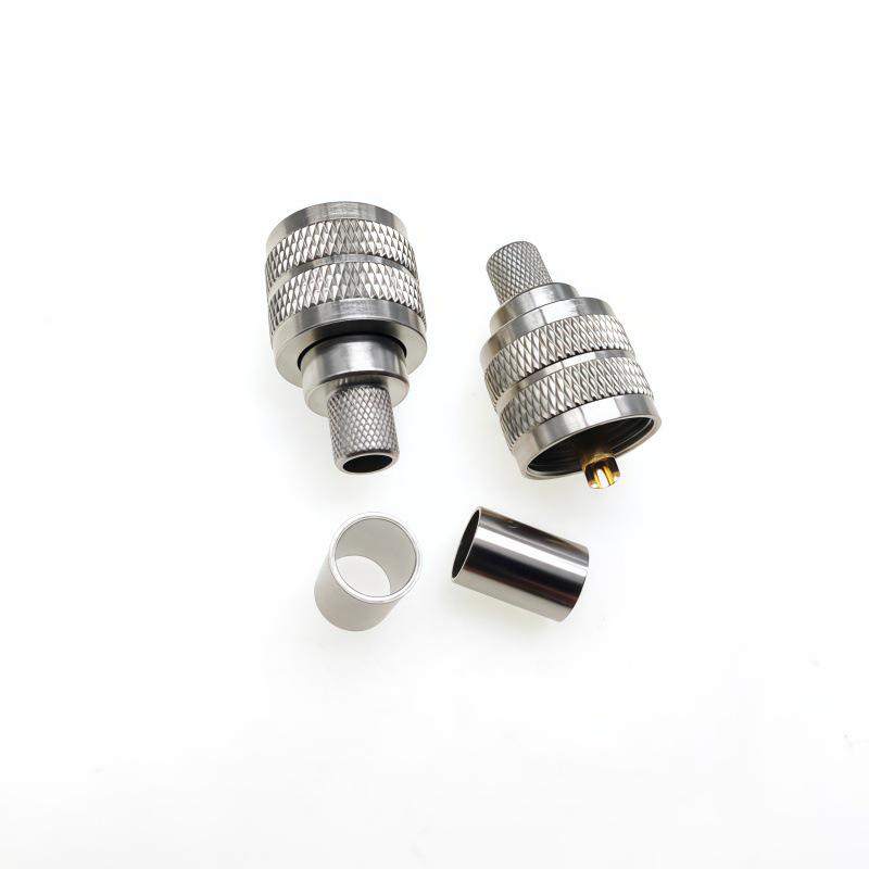 All-Copper SL16-JC UHF Male Connector, Gold-Plated Pin, 50 Ohm, Solder/Crimp, 50-5
