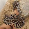 Leopard Platform Clogs for Women Closed Toe Chunky High Heel Sandals Woman New Summer Street Beach Slides Girls Fashion Slippers