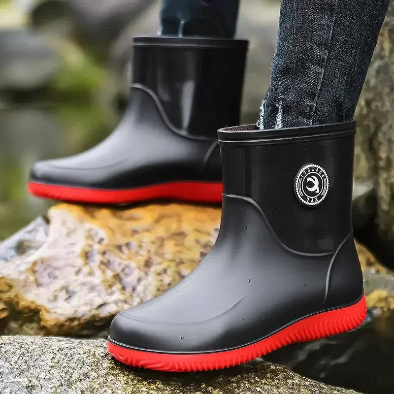 Rubber Rain Boot Fishing Shoes Casual Waterproof Comfortable Fashion Non-slip Strong Wear-resistant Trend Large Size 48