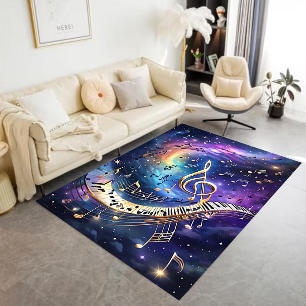 1pc music notes vinyl records and cassettes rug home carpet design for office decor gift living room bedroom