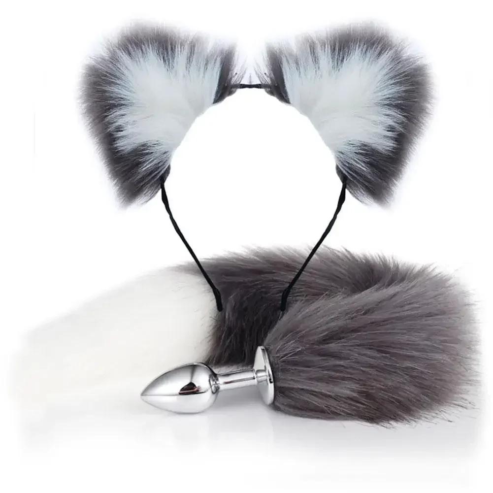 Butt Plug Anal Sex Toys Sexy Plush Cat Ear Headband Necklace Set Massage Sex toys For Women Couples Cosplay Fox Tail