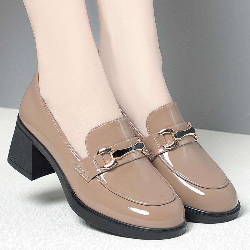 Platform Heels Women's Loafers 2025 New Genuine Leather Women High Heels British Style Women Shoes Ladies Party Elegant Footwear