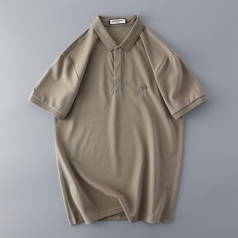 Fashion Brand Polo Shirt Summer Export Short-Sleeved T-shirt Gray Green L