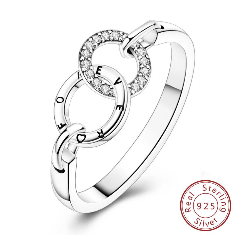 New Original 925 Sterling Silver Rings Stackable Infinite Silver Zircon Ring For Women Wedding Anniversary Birthday Jewelry Gift