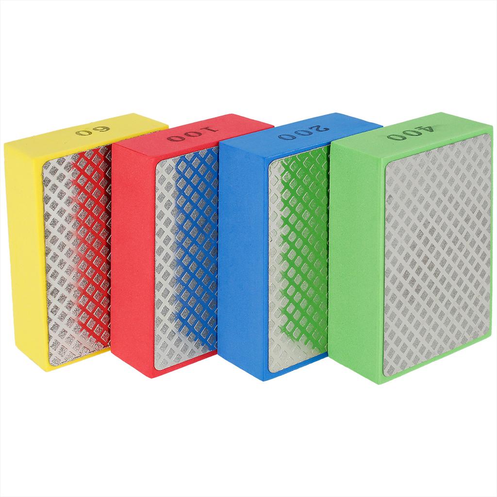 4pcs Diamond Hand Polishing Pads 60/100/200/400 Grit Reusable Wet And Dry Diamond Hand Polishing Plates