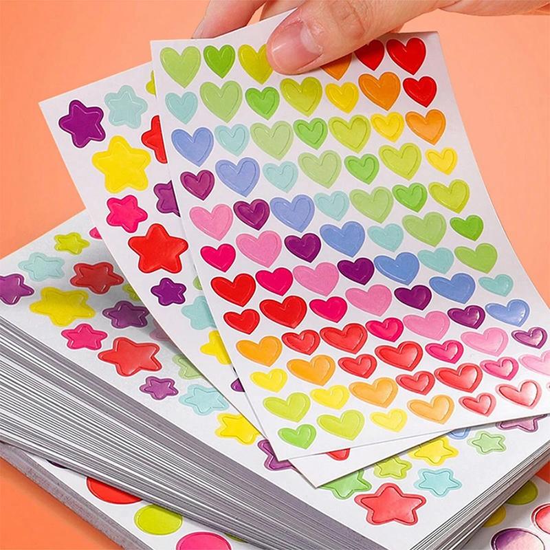 10 Sheets/Pack Scrapbook Decorative Stickers Colorful Star Heart Round Dot Self-Ahesive Journal Stationery Handmade Material ZYF
