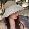 Lace Bow Straw Hat Crochet Beach Fisherman Hat Elegant Sunscreen Bucket Hat  Summer