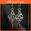 Gothic Punk Stainless Steel Dangle Earrings With Studded Geometric Design For Women
