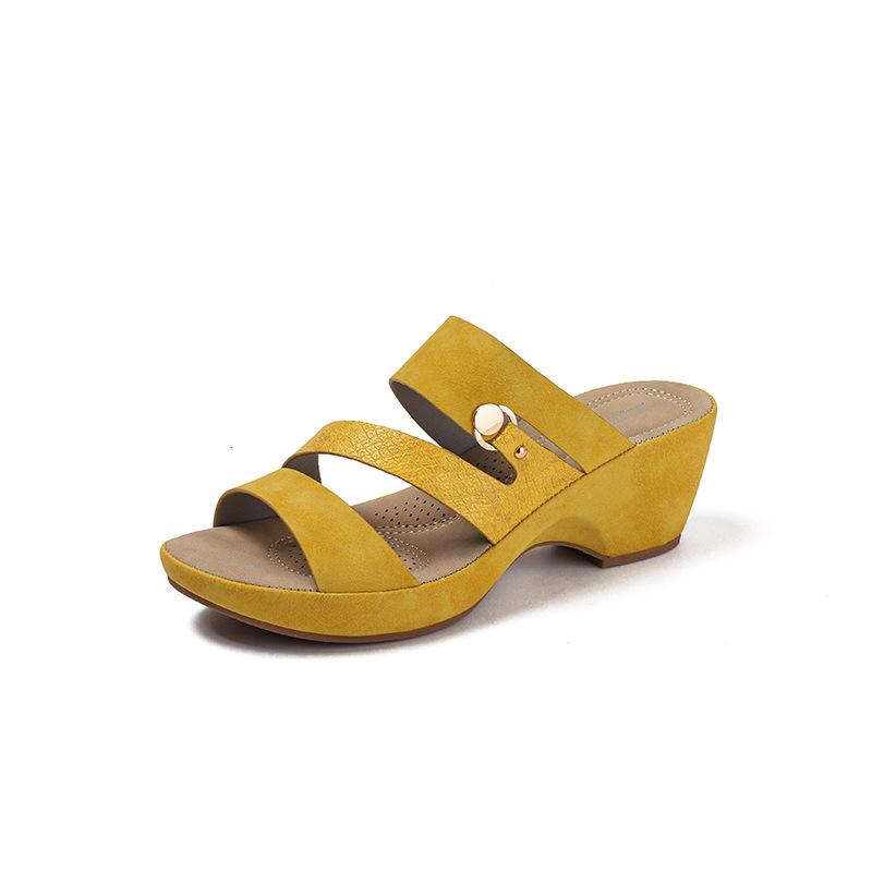 Cool slippers women wear wedge heel thick sole one-word drag summer soft sole non-slip fashion shoes