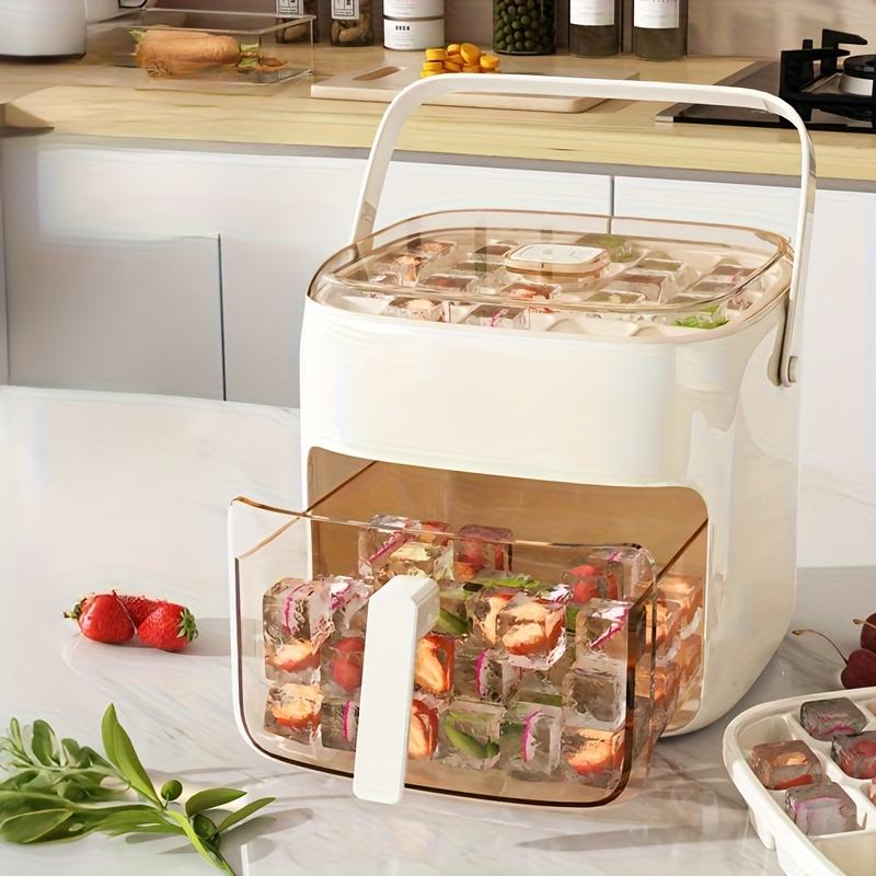 

48-Cube Ice Maker with Easy-Press Lid - Double Layer, DIY Frozen Treats & Beverage Essential,kitchen accessories,gadgets білий