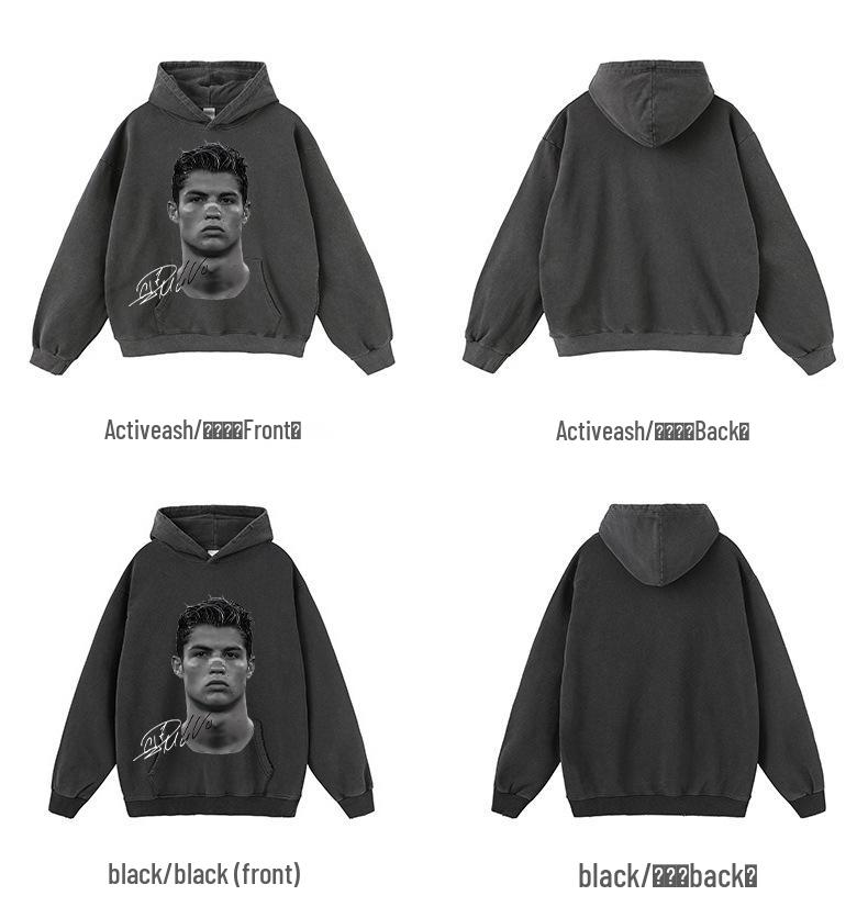 Autumn/Winter 420G Street Football Print Heavyweight Pullover Hoodie