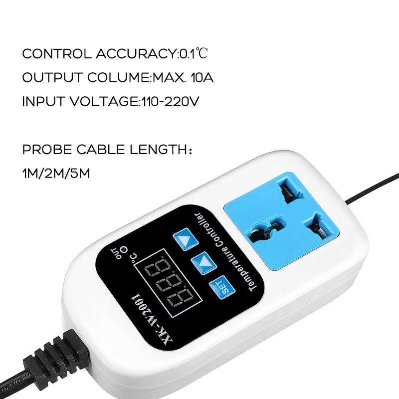 Digital Thermostat Regulator Socket Temperature Controller 1/2/5m Micro Computer Socket Outlet -50 ~ 110C + NTC Sensor 110-220V