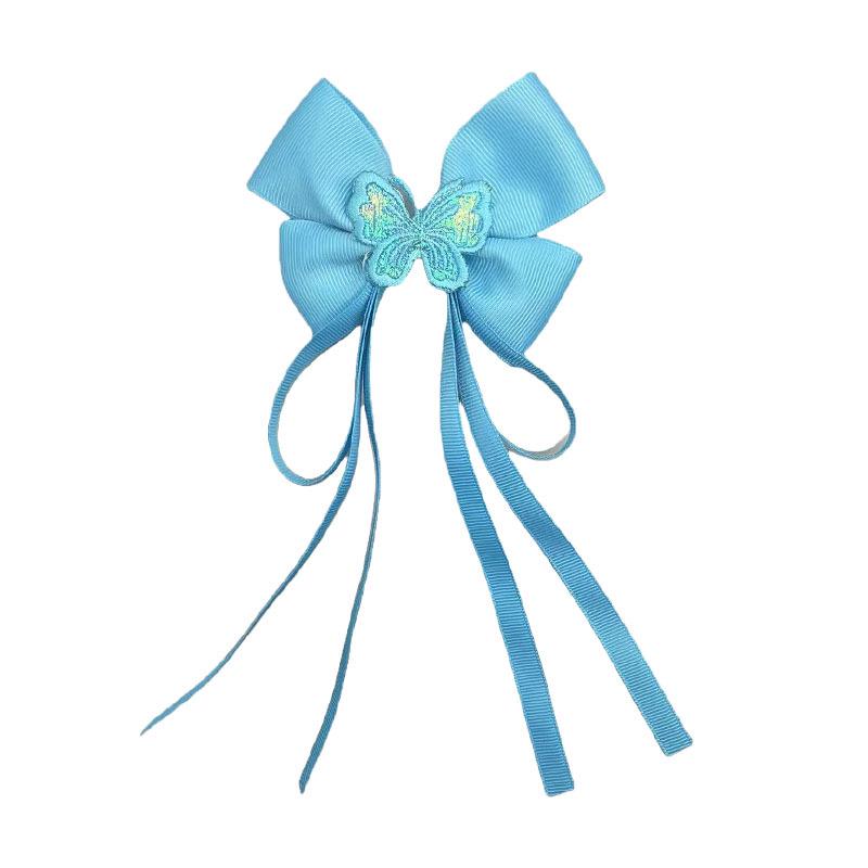 European Style Sweet Long Bow Hair Clip with Tassels for Girls небесно-голубой