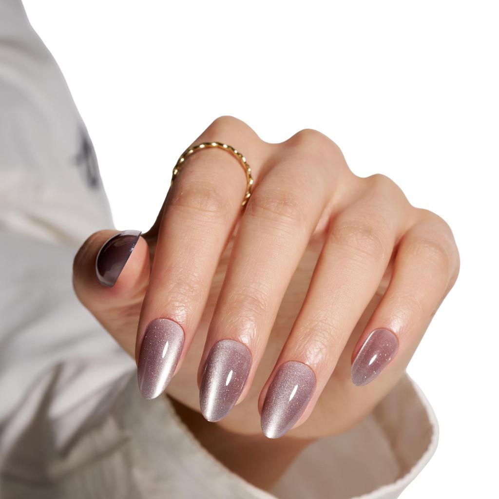 Cat Eye Wearable False Nails - Simple Whitening, Removable, High-End Nail Patches