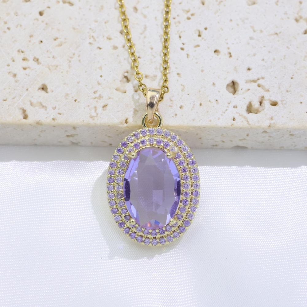 Luxury Oval Zirconia Pendant Necklaces for Women New Fashion Wedding Party Necklace Jewelry Accessories