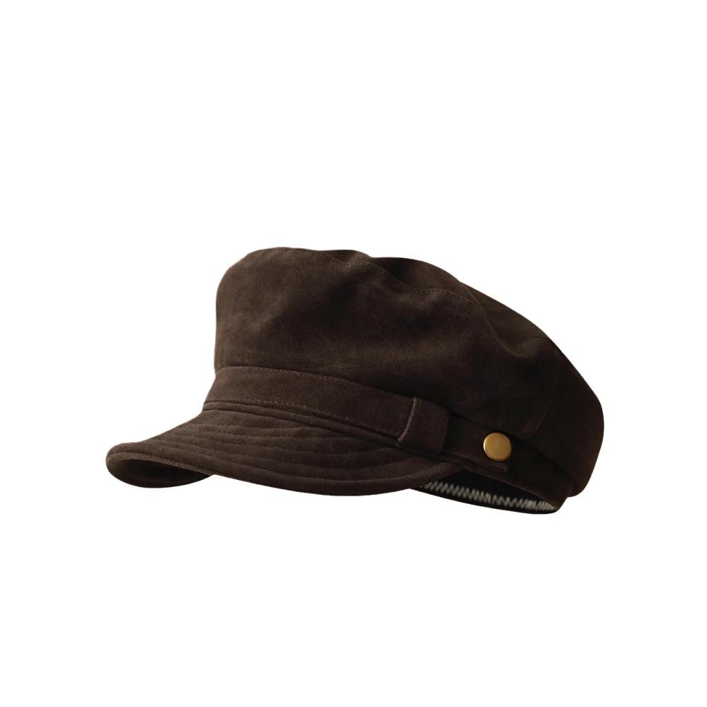 Autumn Winter Newsboy Caps Short Brim Octagonal Hat British Style Flat Top Naval Hat For Women