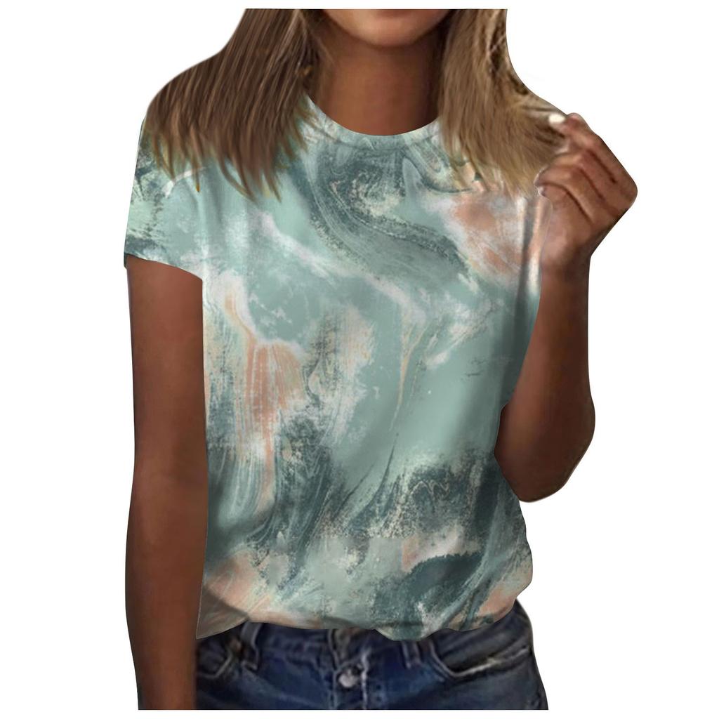 Women's Casual Short-sleeved T-shirt O-neck Printed Top