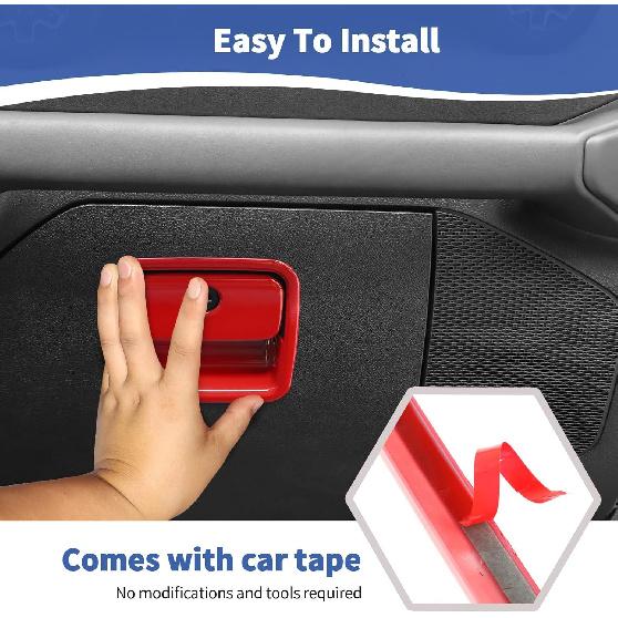 RT-TCZ For Jeep JL Glove Box Compartment Latch Handle Trim Cover For Jeep Wrangler JL JLU 2018-Present For Gladiator JT -Present Red Interior