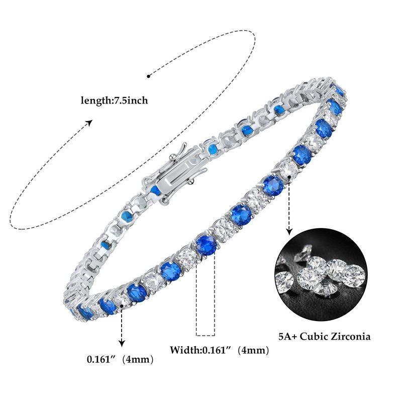 925 Sterling Silver Tennis Bracelet Sapphire Gemstone Blue Stone Bangle  for Women  Engagement Wedding Fine Jewelry Gift 19cm