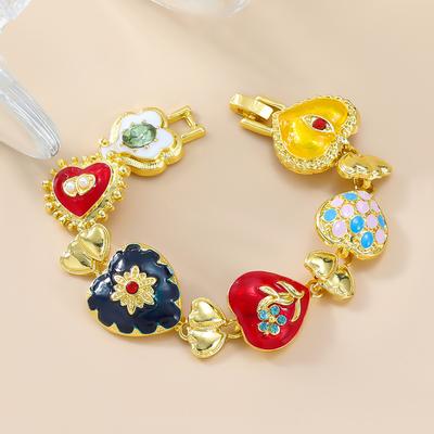 Bohemia Bracelet Heart Shaped Oil Dripping Flower Party Bracelet Vintage Party Accessories Gift