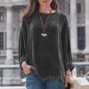 Women's Casual Pullover Top  Color Neck Long Sleeve Loose Fit Shirt for Everyday Wear