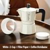 Double Valve Moka Pot 2‑Cup Capacity White Aluminum Coffee Maker Stovetop Espresso Brewer for Home Kitchen Use Make Rich Flavor Coffee Daily Household
