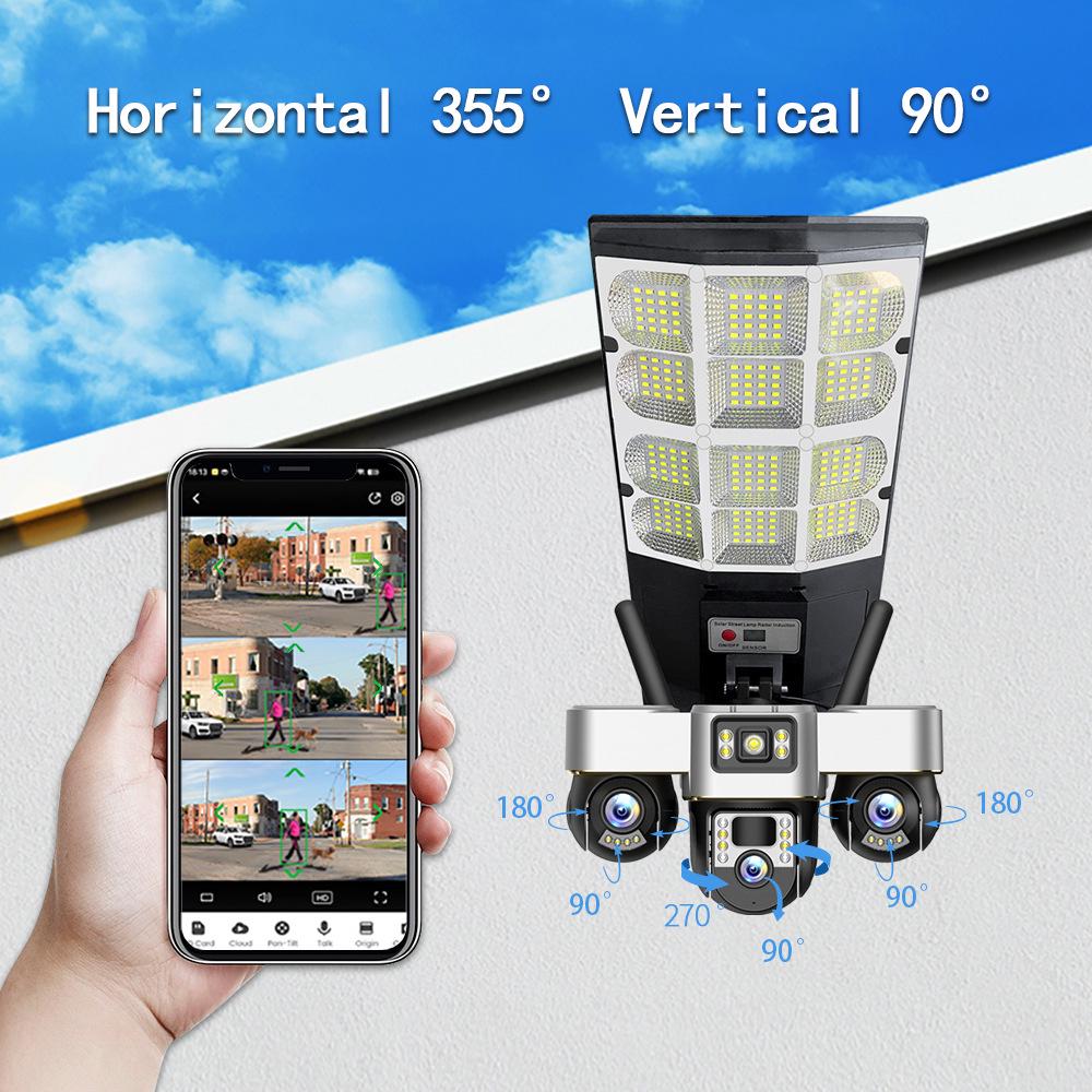 Solar-Powered Smart Street Light with HD Camera & Remote Control, 3-Axis Rotation for Outdoor Surveillance