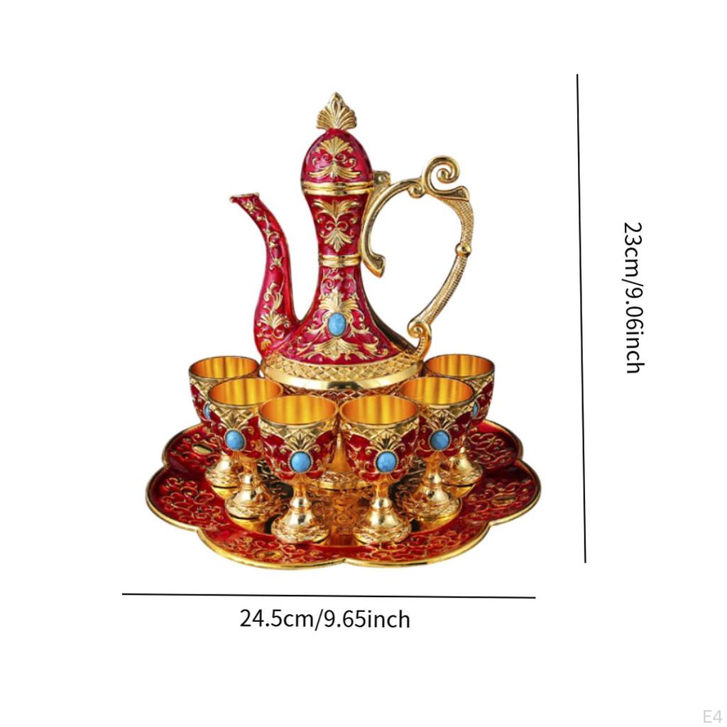 Coffee Cup And Teapot Collection, European Wine Pot Kits with Metal Glasses