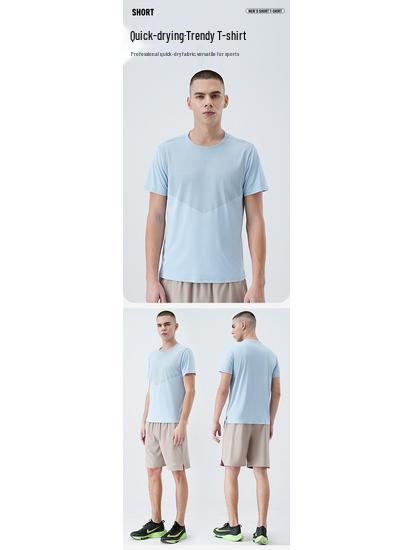 Men's Quick-Dry Sports Hiking Tee: Sweat-Wicking, Crew Neck, Short Sleeve, Digital Print Fitness Top