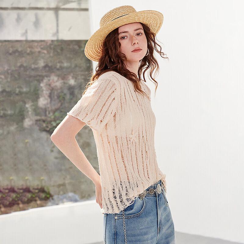 Women's Summer Hollow Knit Short Sleeve Top