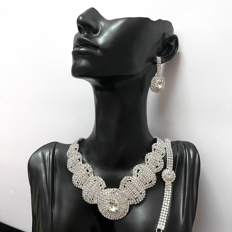 Fashion Versatile Bridal Suit Necklace, Women S Simple Diamond Jewelry серебряный