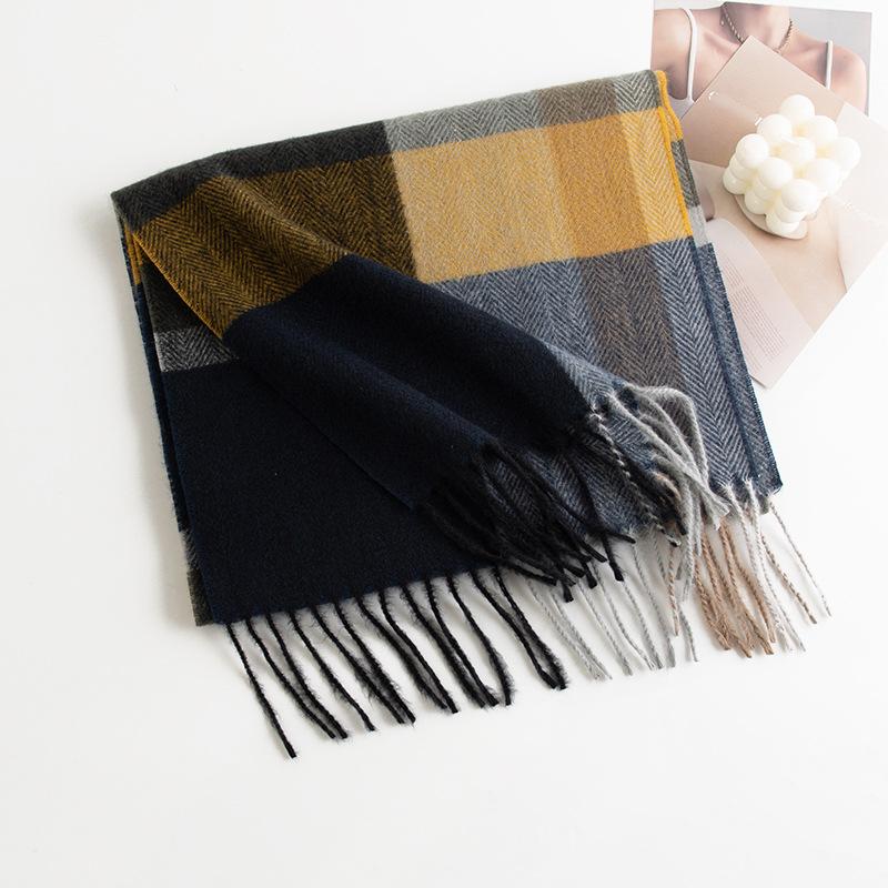 Imitation Cashmere Plaid Scarf for Women Atmosphere Fashionable and Versatile Cold Proof and Warm Scarf Shawl