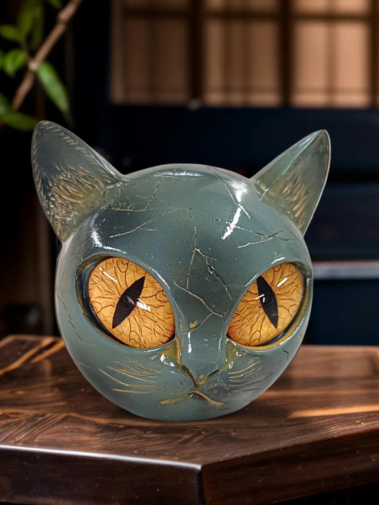 Decorative Cat Stone Figurine Marble Texture Cat Stone Kitten Sculpture for Keepsake Gift Office Desk Decor