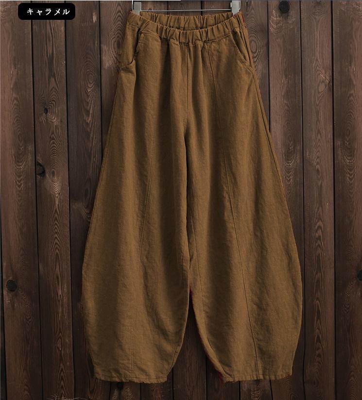 2023 Six-Color Japanese Style Cotton Linen Lantern Pants - Women's Plus Size Elastic Waist Casual Long Pants for Zen Meditation
