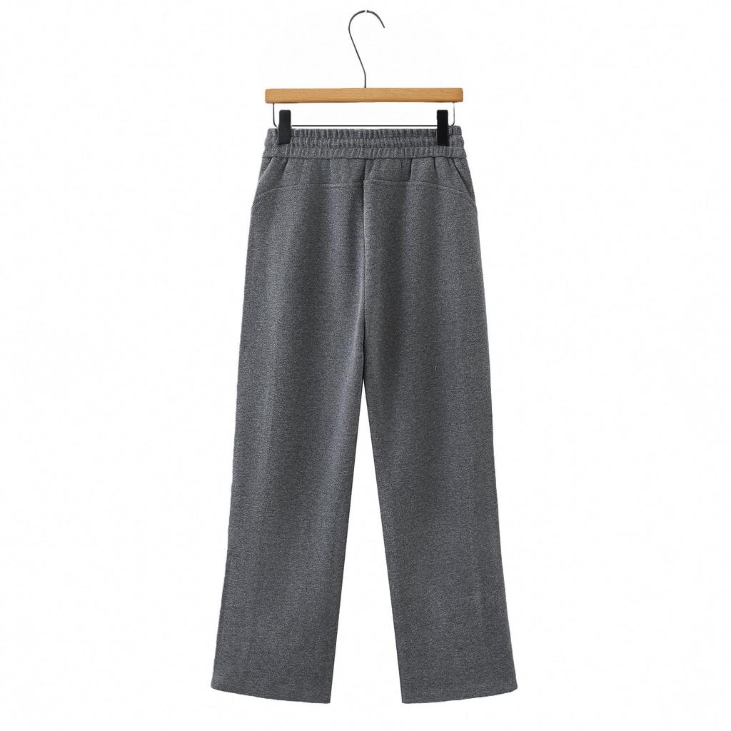 2026 Spring Plus Size High Waist Elastic Knit Pants for Women - Straight Leg, Versatile & Casual