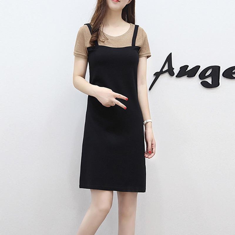 

Женские лоскутные платья из двух частей с круглым вырезом и короткими рукавами в стиле пэчворк 2XL