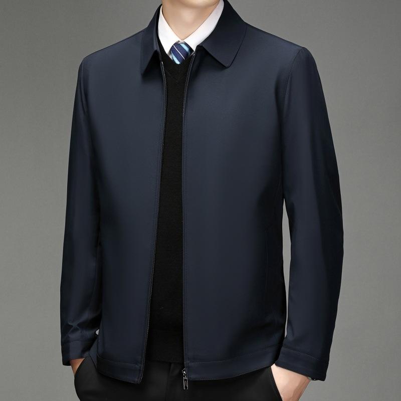 Men's Spring and Autumn New Middle-aged Men's Jacket Lapel Thin Middle-aged and Elderly Business Casual Men's Jacket Dad Wear