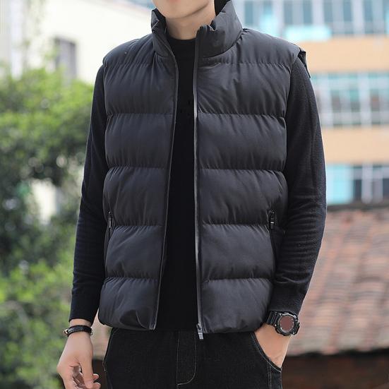 Men Waistcoat Stand Collar Sleeveless Slim Fit Vest Coat